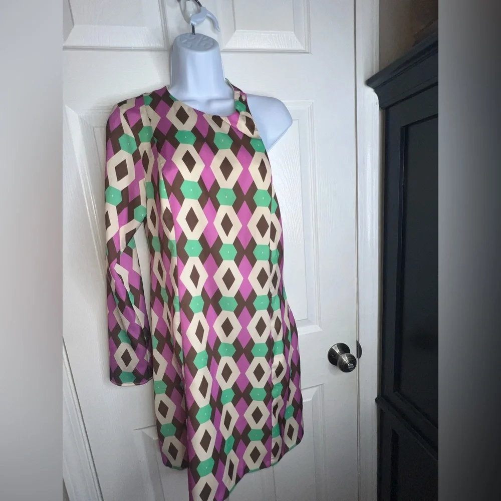 NWT Zara Women’s Large Satin Effect Mini Dress One Shoulder Pink Blogger Fav L - Picture 14 of 16